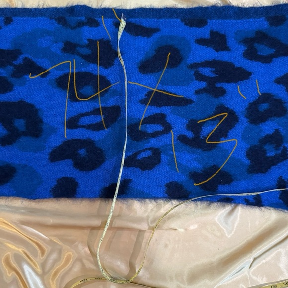 Rag & Bone Alpaca Mohair Blue Leopard Print Scarf - Picture 4 of 4